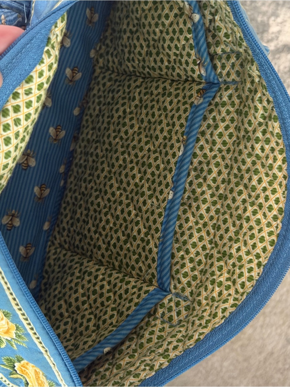 Vera Bradley Blue Quilted Tote with Yellow Rose Trim - Picture 11 of 16
